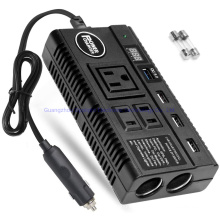 Car Power Inverter 120W DC 12V 24V to AC 110V Car Charger Adapter with 3 AC Outlets Dual Cigarette Lighter 4 USB Ports Charger Quick Charging